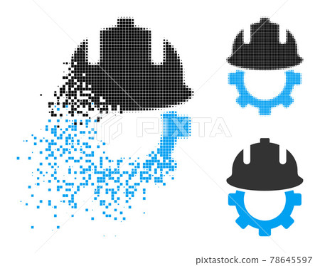Decomposed and Halftone Pixel Development Helmet Icon Decomposed and Halftone Pixel Development Helmet Icon 78645597