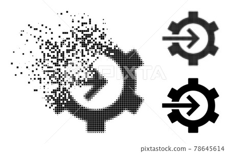 Dispersed and Halftone Dotted Cog Integration Icon - Stock Illustration ...