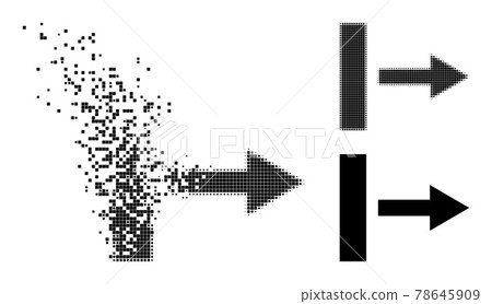 Dispersed and Halftone Pixelated Pull Right Glyph Dispersed and Halftone Pixelated Pull Right Glyph 78645909