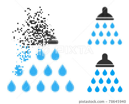 Dissolved and Halftone Pixelated Shower Icon Dissolved and Halftone Pixelated Shower Icon 78645940