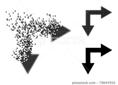 Damaged and Halftone Dot Bifurcation Arrow Right Down Icon Damaged and Halftone Dot Bifurcation Arrow Right Down Icon 78645950
