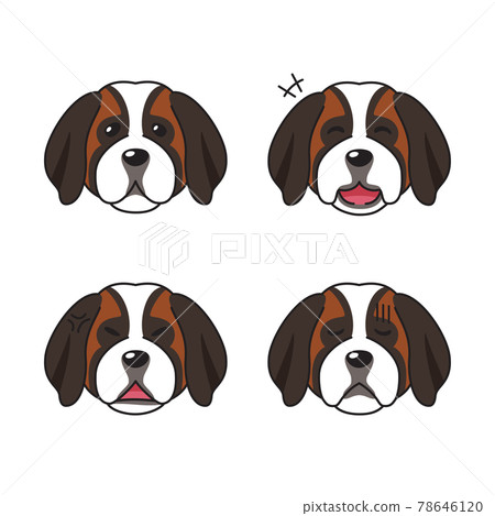 Set of character saint bernard dog faces showing different emotions 78646120