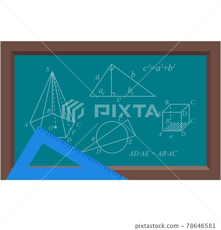 Geometry shape and math formula on vector blackboard 78646581