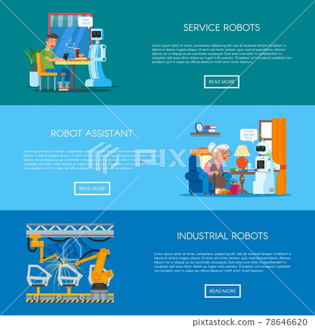 Vector set of banners with home, service, industrial automation concept Vector set of banners with home, service, industrial automation concept 78646620