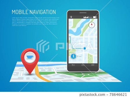 Vector illustration of smartphone with mobile navigation in flat design Vector illustration of smartphone with mobile navigation in flat design 78646621