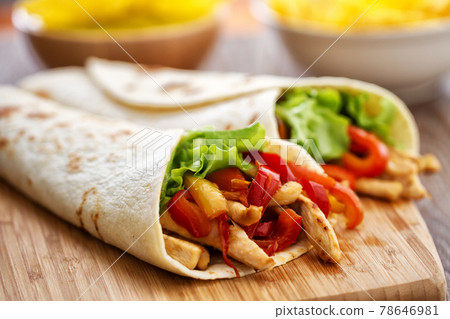 Mexican Fajitas with Chicken and Vegetables. High quality photo 78646981