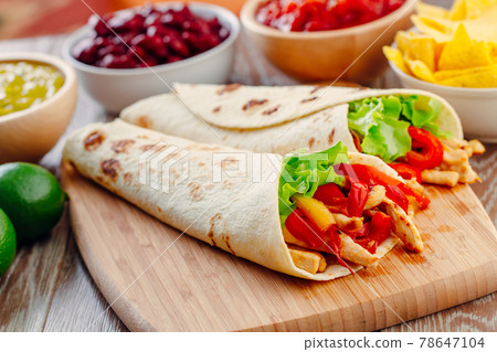 Mexican Fajitas with Chicken and Vegetables. High quality photo 78647104