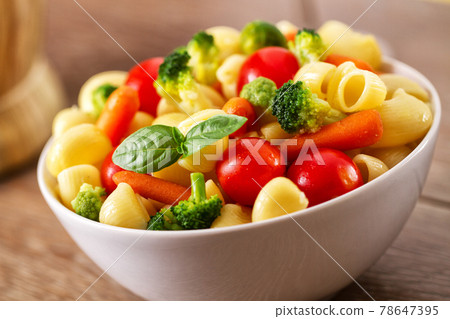 Fresh Pasta Salad with fresh vegetables. High quality photo Fresh Pasta Salad with fresh vegetables. High quality photo 78647395