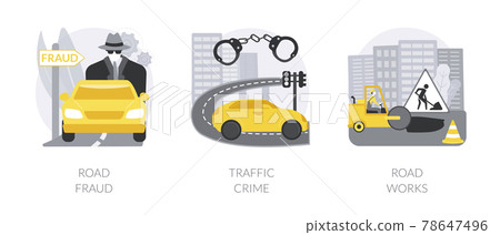 Road safety abstract concept vector illustrations. Road safety abstract concept vector illustrations. 78647496