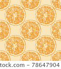 Seamless background with sliced oranges. Bright vector background 78647904