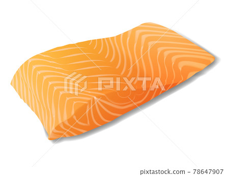 Salmon fish fillet realistic vector illustration isolated on white background 78647907