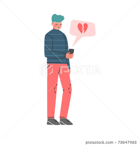 Frustrated Teenage Boy Having Break up Message,... - Stock Illustration  [78647988] - PIXTA
