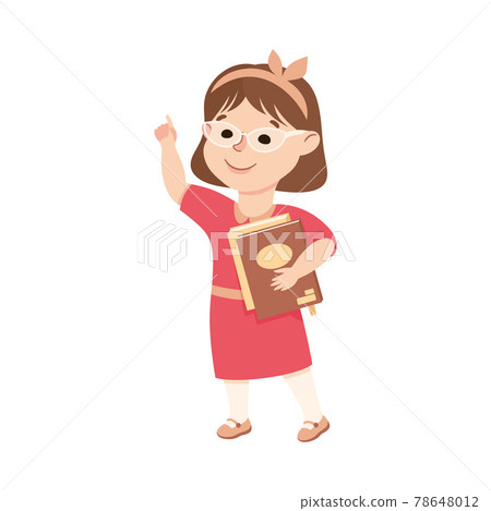 Cheerful Girl in Glasses with Books Depicting Teacher Profession Vector Illustration Cheerful Girl in Glasses with Books Depicting Teacher Profession Vector Illustration 78648012