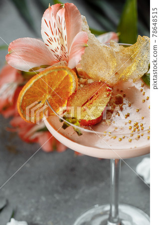 Delicious fresh strawberry smoothie. Summer fresh dessert Delicious fresh strawberry smoothie. Summer fresh dessert 78648515