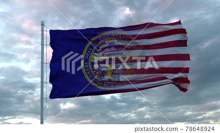 USA and Nebraska Mixed Flag waving in wind. Nebraska and USA flag on flagpole. 3d rendering 78648924