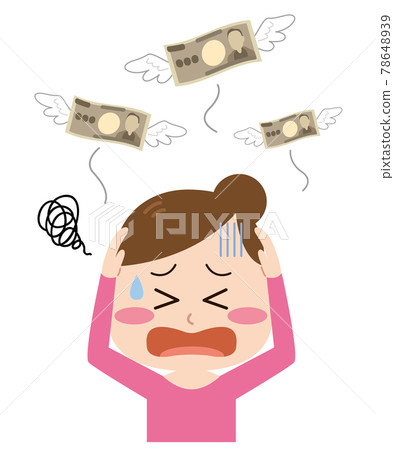 當金錢飛走時，一個女人抱著她的頭 78648939