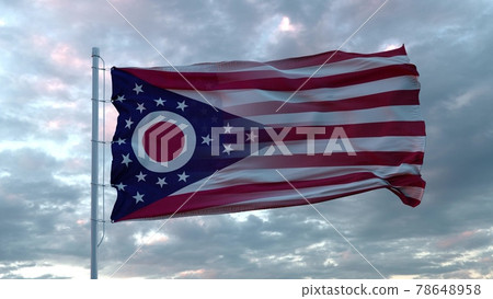 USA and Ohio Mixed Flag waving in wind. Ohio and USA flag on flagpole. 3d rendering USA and Ohio Mixed Flag waving in wind. Ohio and USA flag on flagpole. 3d rendering 78648958
