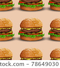 Realistic burger vector seamless pattern illustration. Classic american hamburger fast food vector 78649030