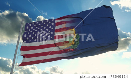 Flag of USA and Vermont state. USA and Vermont Mixed Flag waving in wind. 3d rendering Flag of USA and Vermont state. USA and Vermont Mixed Flag waving in wind. 3d rendering 78649114