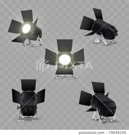 Lighting equipment set for an interview of a show contest or exhibition pavilion. 78649298