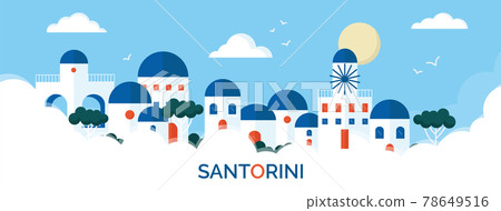 Flat design santorini cityscape view illustration vector 78649516