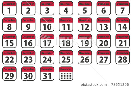 December daily calendar icon set December daily calendar icon set 78651296