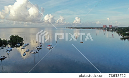 Aerial view Dinner Key Marina and anchorage in Coconut Grove, Miami, Florida 78652712