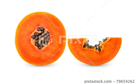 slices of sweet papaya isolated on white 78654262