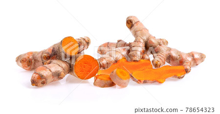 turmeric roots isolated on white 78654323