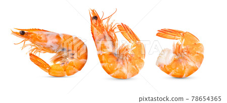 Cooked shrimps on white background. Cooked shrimps on white background. 78654365