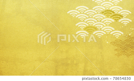Basic Japanese style background composed of gold leaf and waves Basic Japanese style background composed of gold leaf and waves 78654830