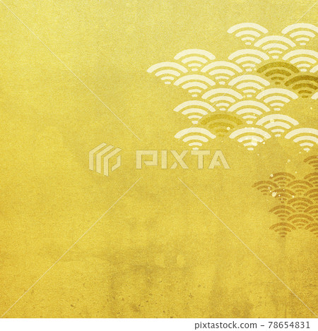 Basic Japanese style background composed of gold leaf and waves Basic Japanese style background composed of gold leaf and waves 78654831