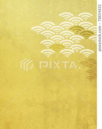 Basic Japanese style background composed of gold leaf and waves 78654832