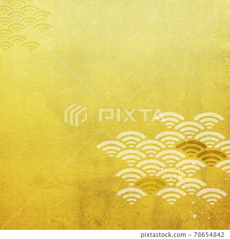 Basic Japanese style background composed of gold leaf and waves 78654842