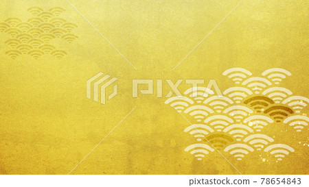 Basic Japanese style background composed of gold leaf and waves Basic Japanese style background composed of gold leaf and waves 78654843