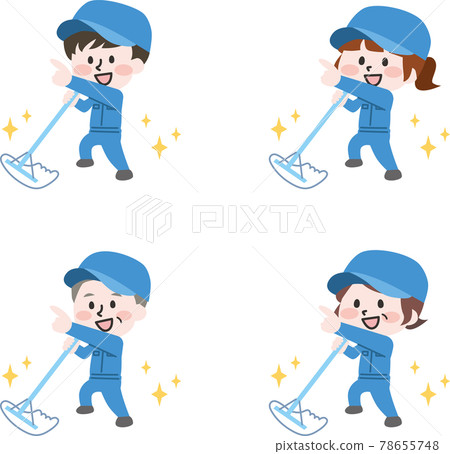 做出決定性姿勢的清潔工 做出決定性姿勢的清潔工 78655748