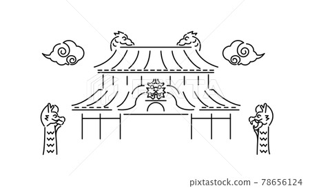 Shuri Castle line drawing icon Okinawa material 78656124