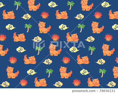 Shisa 無縫圖案沖繩圖案背景壁紙 Shisa 無縫圖案沖繩圖案背景壁紙 78656131