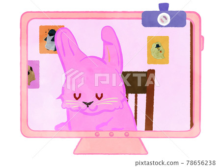 Fun remote lesson for pink rabbits - Stock Illustration [78656238] - PIXTA