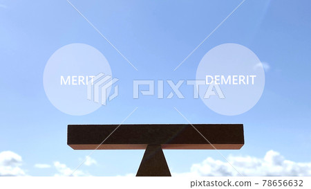 木製天平_MERIT 和DEMERIT 字母 78656632