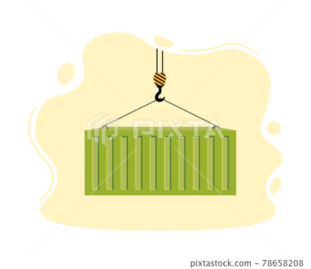 port crane lifts green container. concept of worldwide delivery 78658208