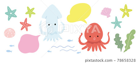 海圖素材集章魚魷魚 78658328