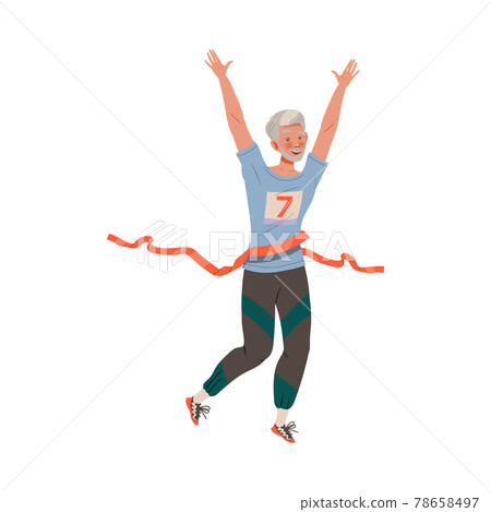 Grey Haired Man Character Running Marathon Doing Sport and Physical Exercise Training Body and Muscle Vector Illustration Grey Haired Man Character Running Marathon Doing Sport and Physical Exercise Training Body and Muscle Vector Illustration 78658497