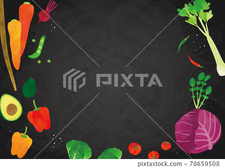Vegetable watercolor touch illustration blackboard background Vegetable watercolor touch illustration blackboard background 78659508