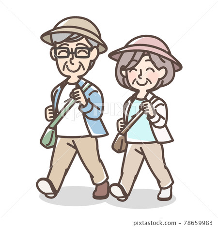 老年男女歡快地行走 老年男女歡快地行走 78659983