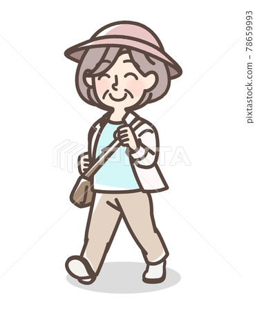 Grandmother walking cheerfully 78659993