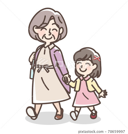 Grandmother going out with her grandchildren 78659997