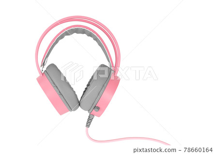 Pink headphone isolated on white background. Pink headphone isolated on white background. 78660164