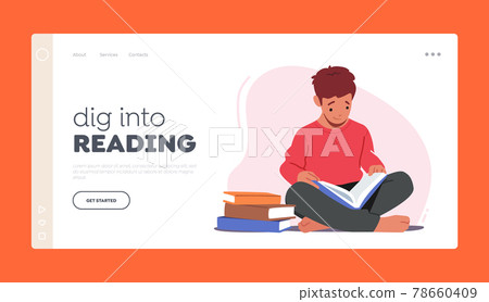 Little Boy Reading Books, Kid Studying Landing Page Template. College Learning Classes. School Child in Library Little Boy Reading Books, Kid Studying Landing Page Template. College Learning Classes. School Child in Library 78660409