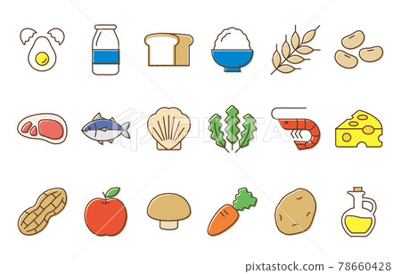 Cute Hand-painted Various Kinds Of Food Icon Set - Stock Illustration 